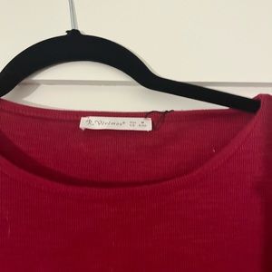 Red long sleeve dress with tie belt